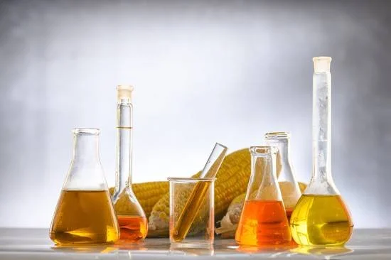 Biodiesel production laboratory with corn oil samples